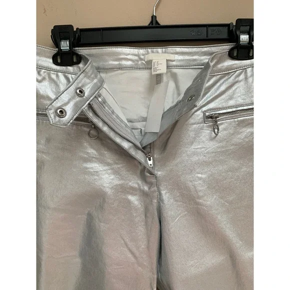 NWT H&M Silver Slim Fit Pants Straight Leg Size 10 - Picture 7 of 7